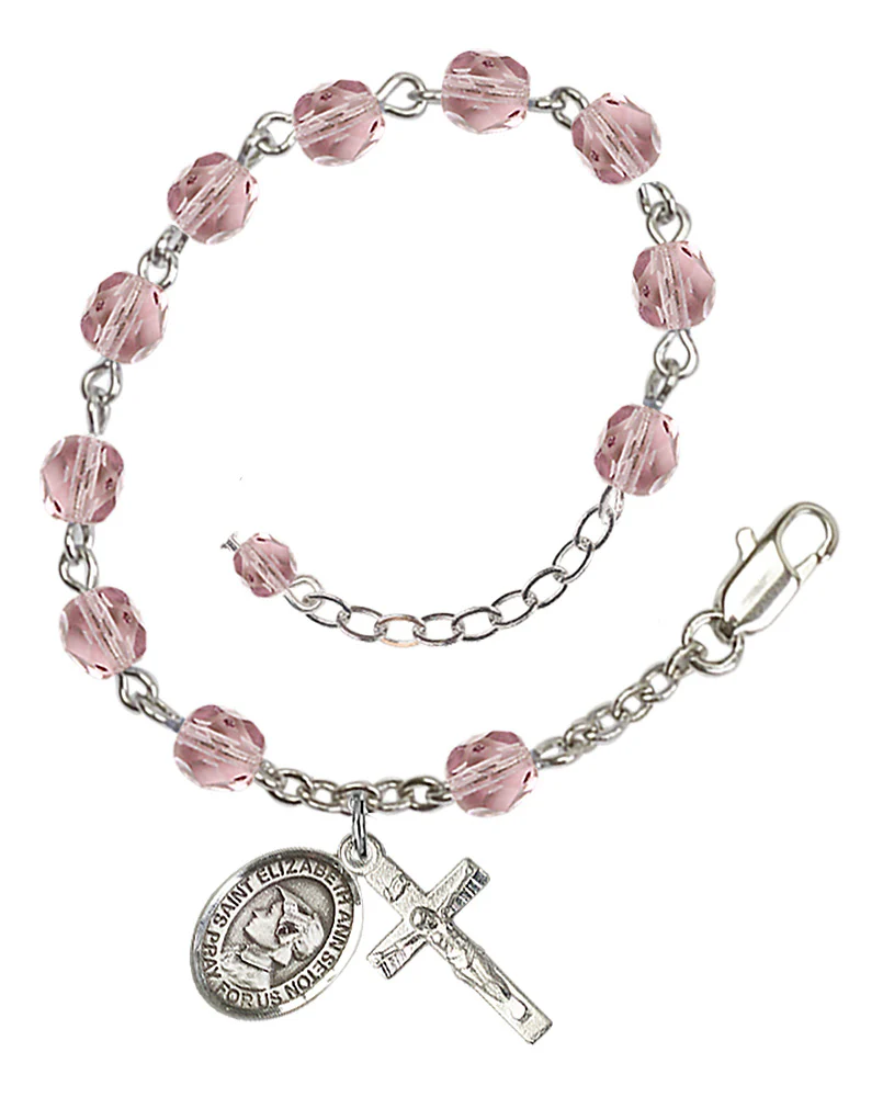 St. Elizabeth Ann Seton Crystal Birthstone Rosary Bracelet - Multiple Birthstones - Image 4