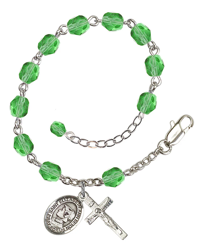 St. Elizabeth Ann Seton Crystal Birthstone Rosary Bracelet - Multiple Birthstones - Image 7