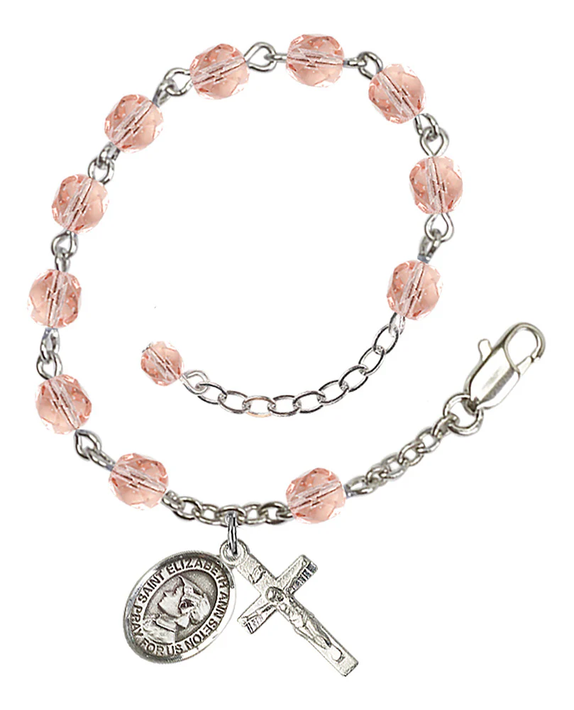 St. Elizabeth Ann Seton Crystal Birthstone Rosary Bracelet - Multiple Birthstones - Image 8