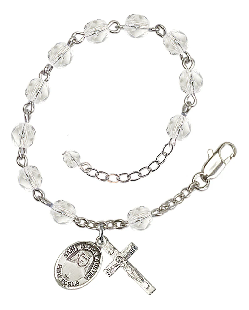 St. Faustina Crystal Birthstone Rosary Bracelet - Image 12