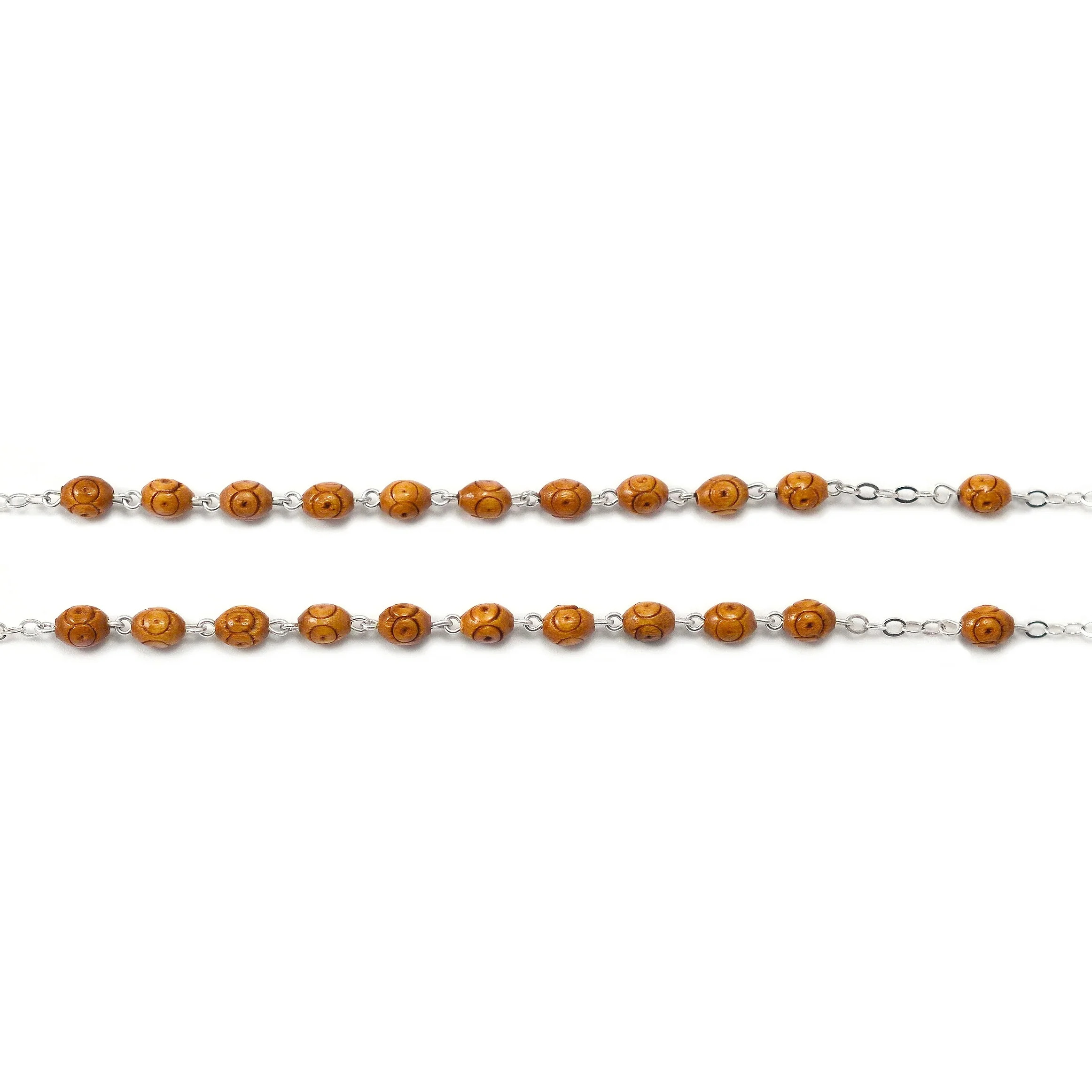 St. Francis & St. Clare Antique Wood & Silver Rosary - Image 5