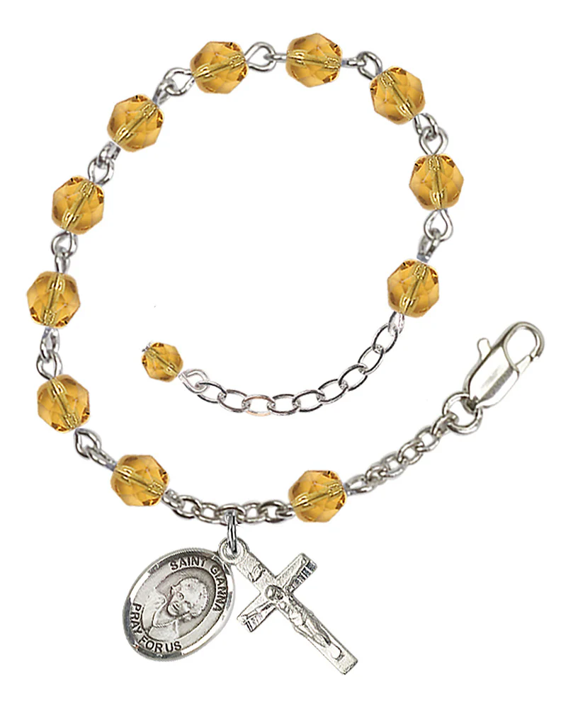St. Gianna Beretta Molla Crystal Birthstone Rosary Bracelet - Multiple Birthstones - Image 3