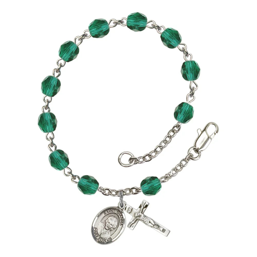 St. Gianna Beretta Molla Crystal Birthstone Rosary Bracelet - Multiple Birthstones - Image 4