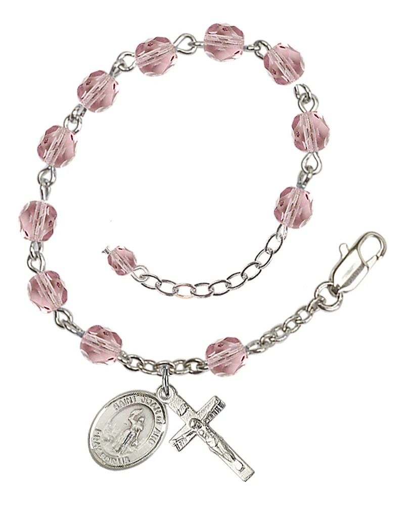 St. Joan of Arc Crystal Birthstone Rosary Bracelet - Multiple Birthstones - Image 4