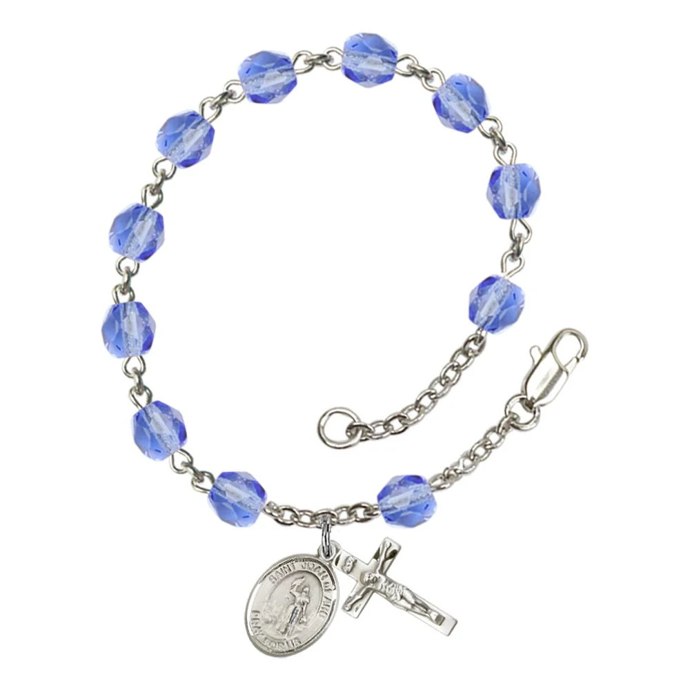 St. Joan of Arc Crystal Birthstone Rosary Bracelet - Multiple Birthstones - Image 6