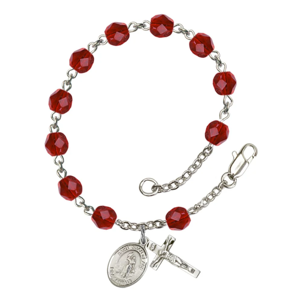 St. Joan of Arc Crystal Birthstone Rosary Bracelet - Multiple Birthstones - Image 9