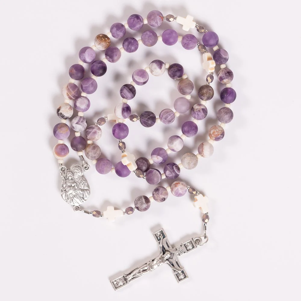 St Joseph Head of the Holy Family Natural Amethyst Rosary