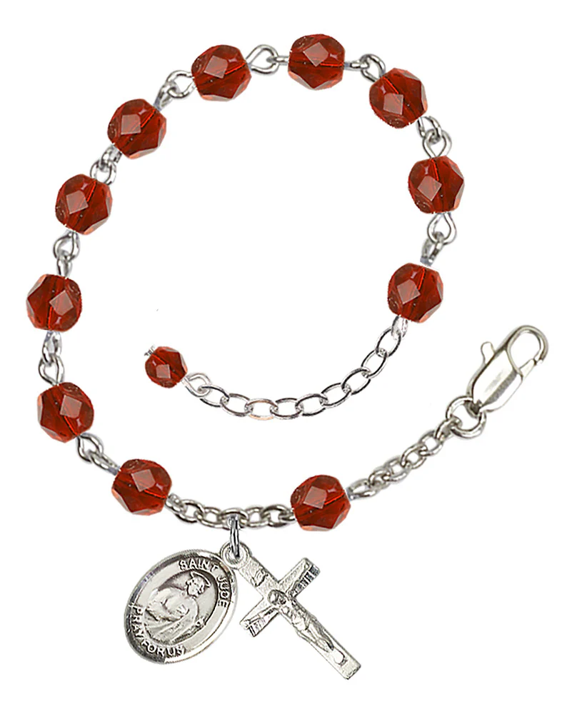 St. Jude Thaddeus Crystal Birthstone Rosary Bracelet - Multiple Birthstones - Image 3