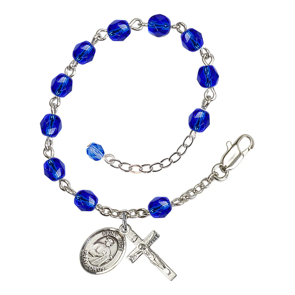 St. Jude Thaddeus Crystal Birthstone Rosary Bracelet - Multiple Birthstones - Image 4