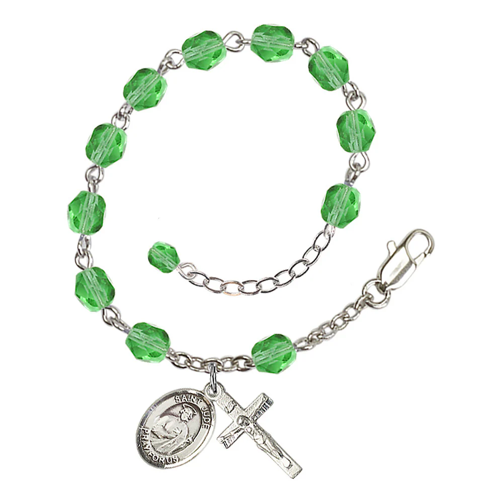 St. Jude Thaddeus Crystal Birthstone Rosary Bracelet - Multiple Birthstones - Image 9
