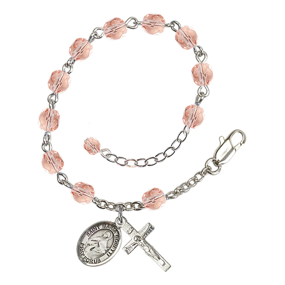 St. Maria Goretti Crystal Birthstone Rosary Bracelet - Multiple Birthstones