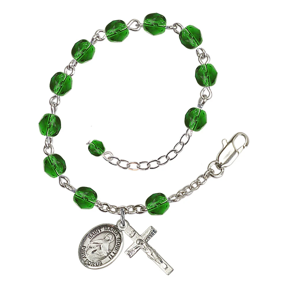 St. Maria Goretti Crystal Birthstone Rosary Bracelet - Multiple Birthstones - Image 3