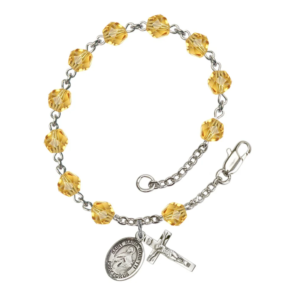 St. Maria Goretti Crystal Birthstone Rosary Bracelet - Multiple Birthstones - Image 6