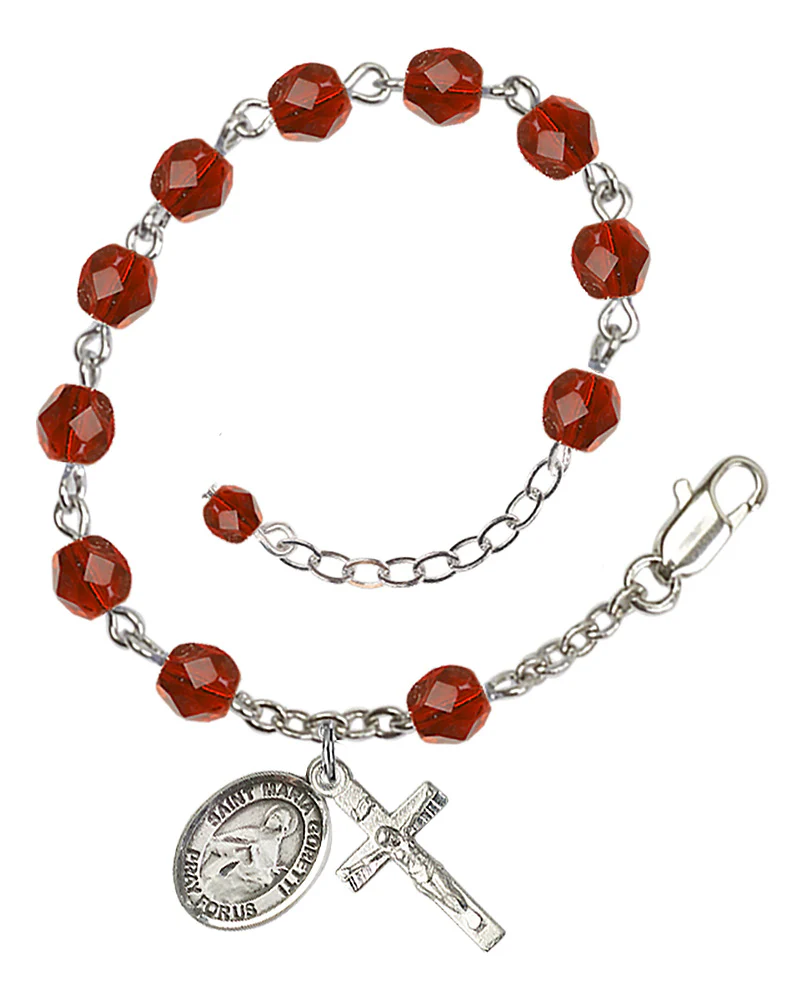 St. Maria Goretti Crystal Birthstone Rosary Bracelet - Multiple Birthstones - Image 7