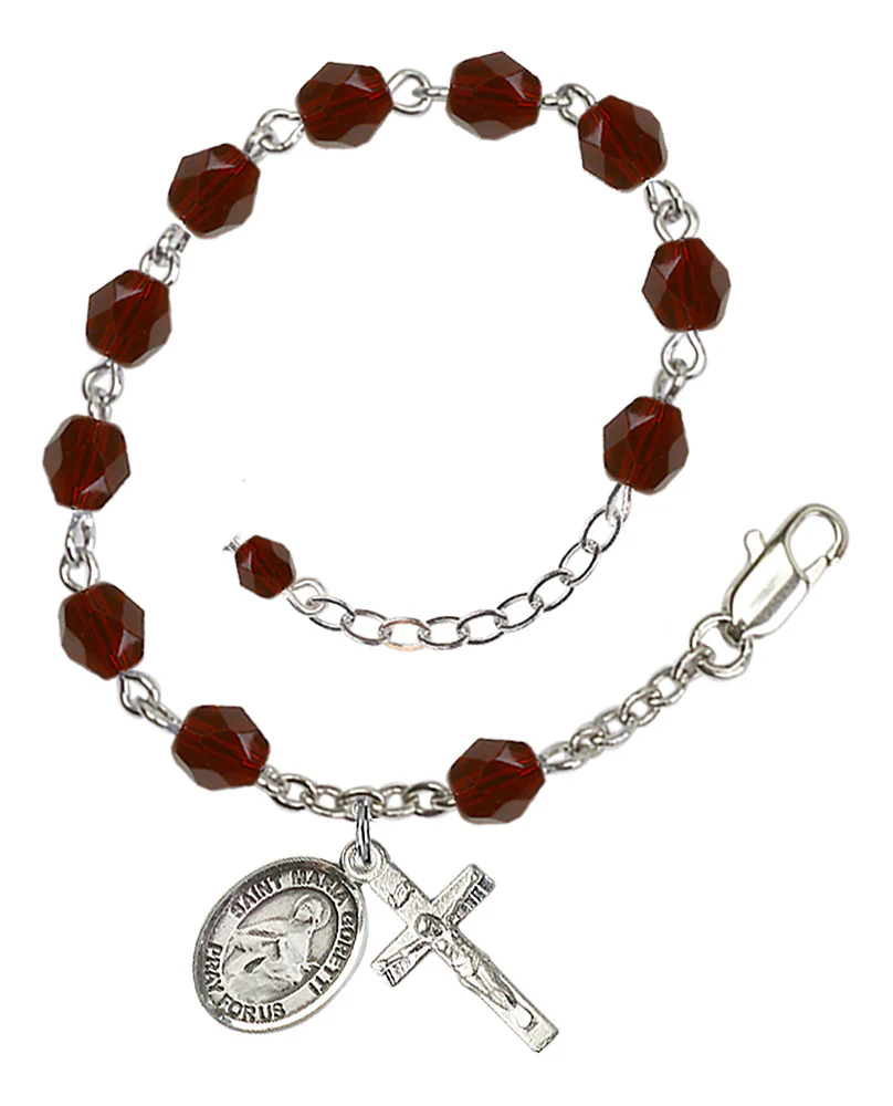 St. Maria Goretti Crystal Birthstone Rosary Bracelet - Multiple Birthstones - Image 9