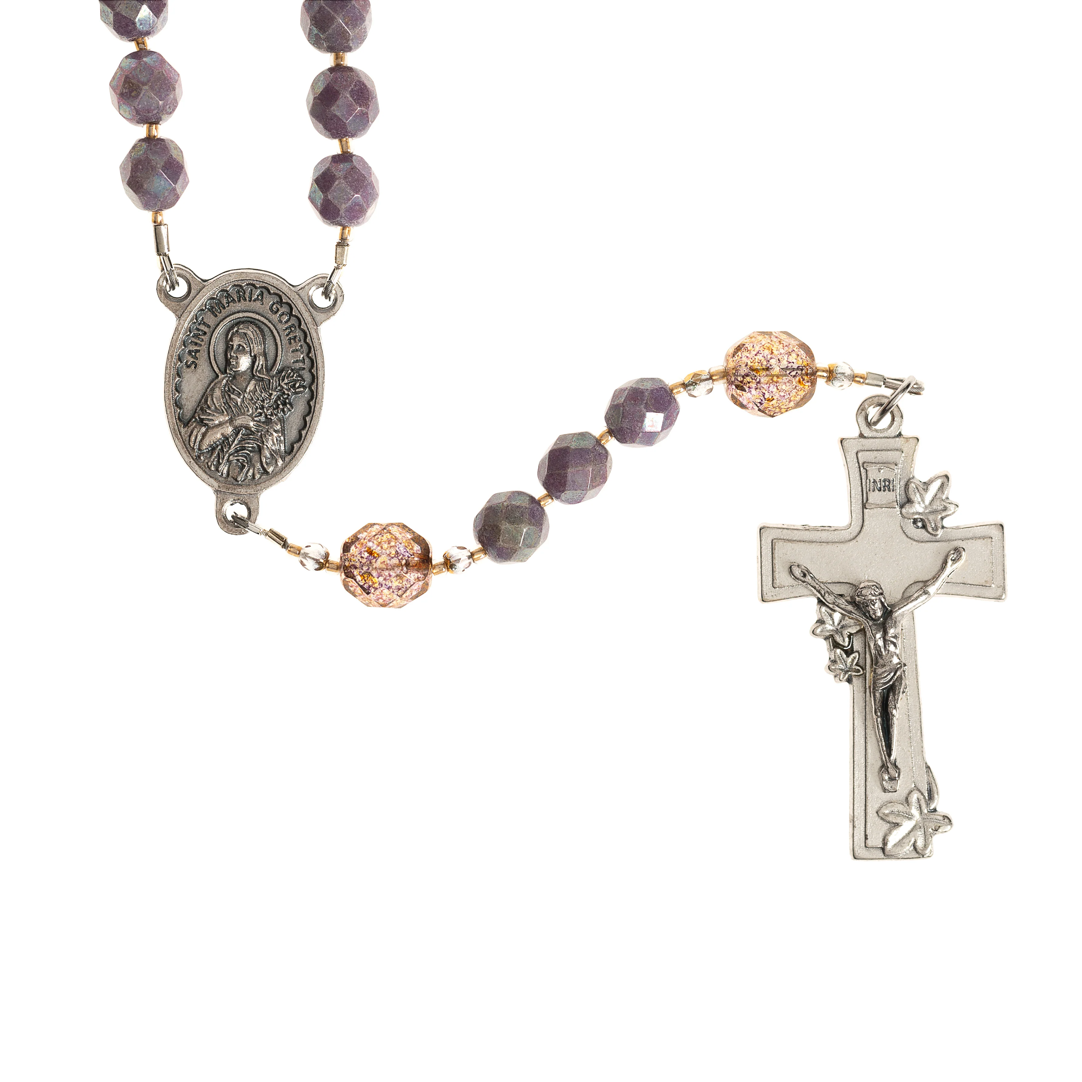 St. Maria Goretti Fire-Polished Crystal Rosary - Image 2