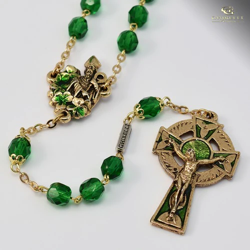 St. Patrick Gold Plated Rosary - Image 2
