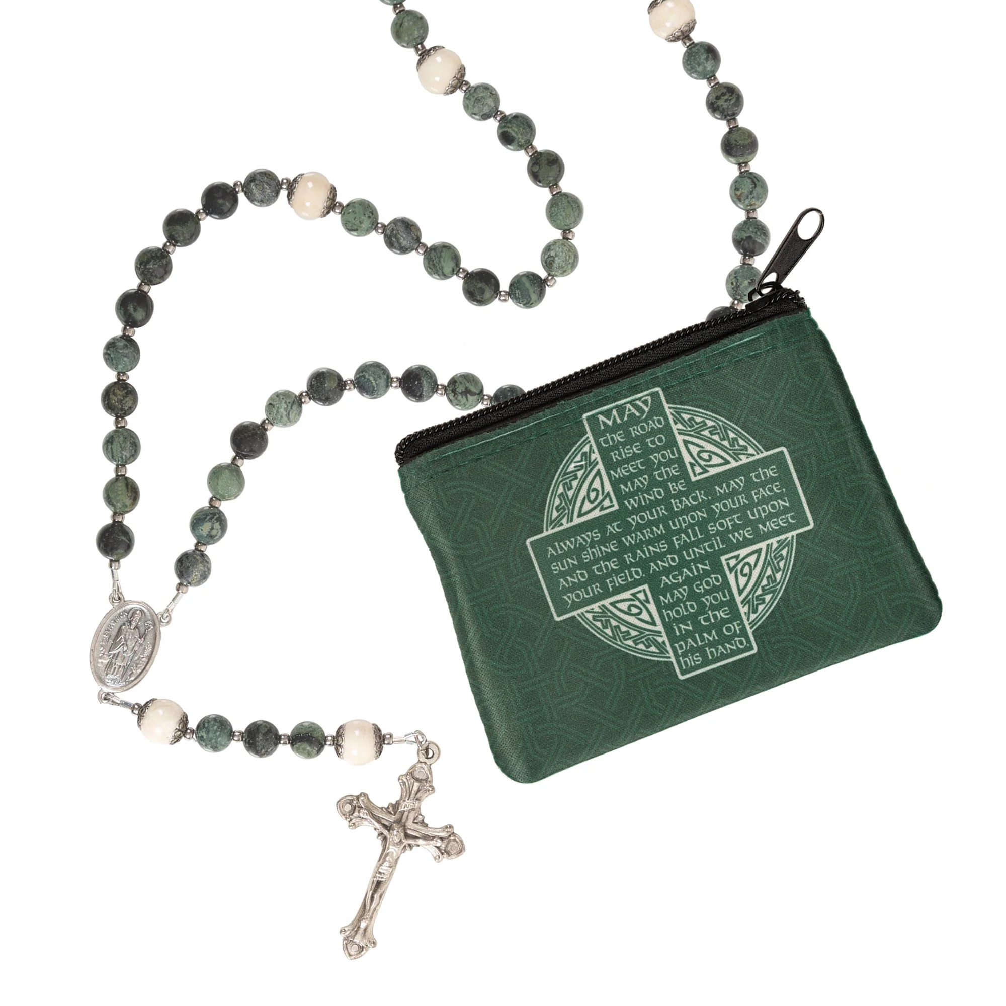 St Patrick & St Bridget Irish Rosary & Rosary Pouch Gift Set - Image 2