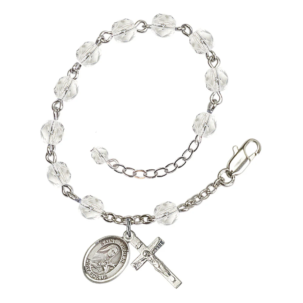 St. Therese of Lisieux - The Little Flower Crystal Birthstone Rosary Bracelet - Multiple Birthstones - Image 22