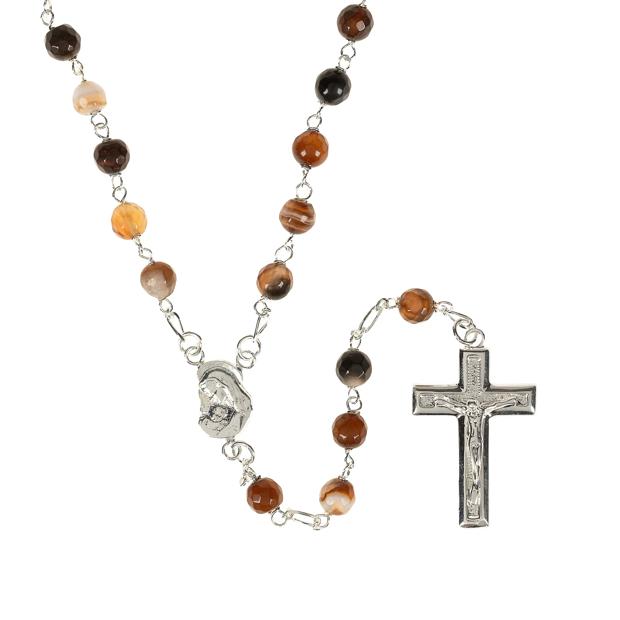 Sterling Silver Faceted Agate Rosary - Multiple Colors - Image 6