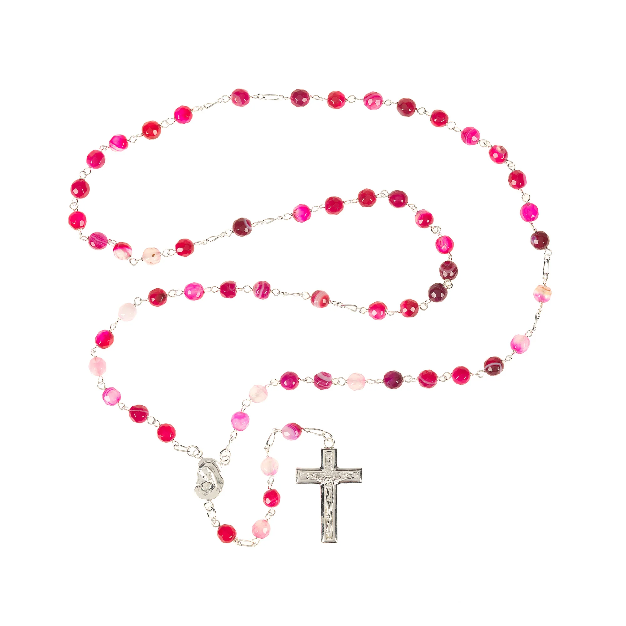 Sterling Silver Faceted Agate Rosary - Multiple Colors - Image 8