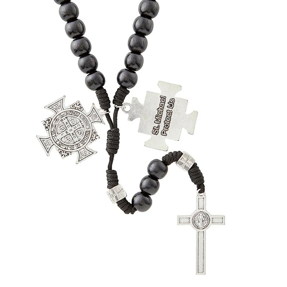 Sts. Michael & Benedict Spiritual Warrior Rosary - Black or Brown