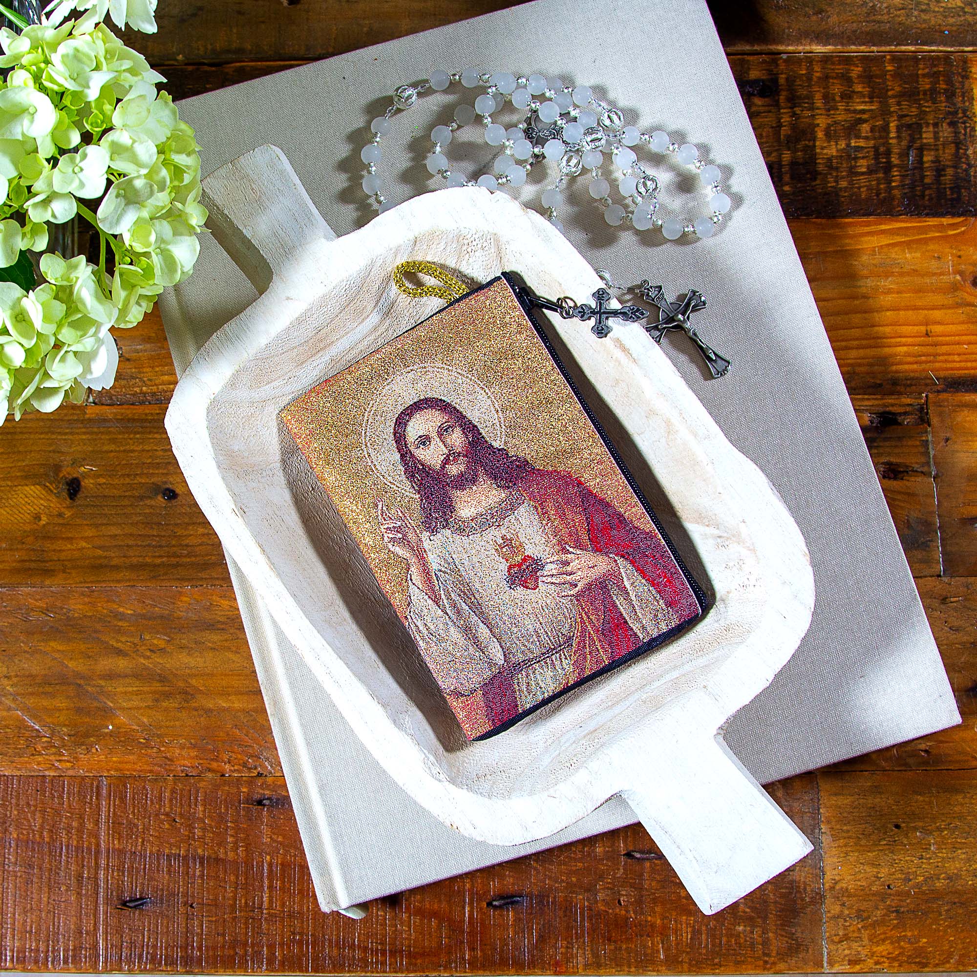 Two Hearts Rosary Tapestry Pouch - Image 2