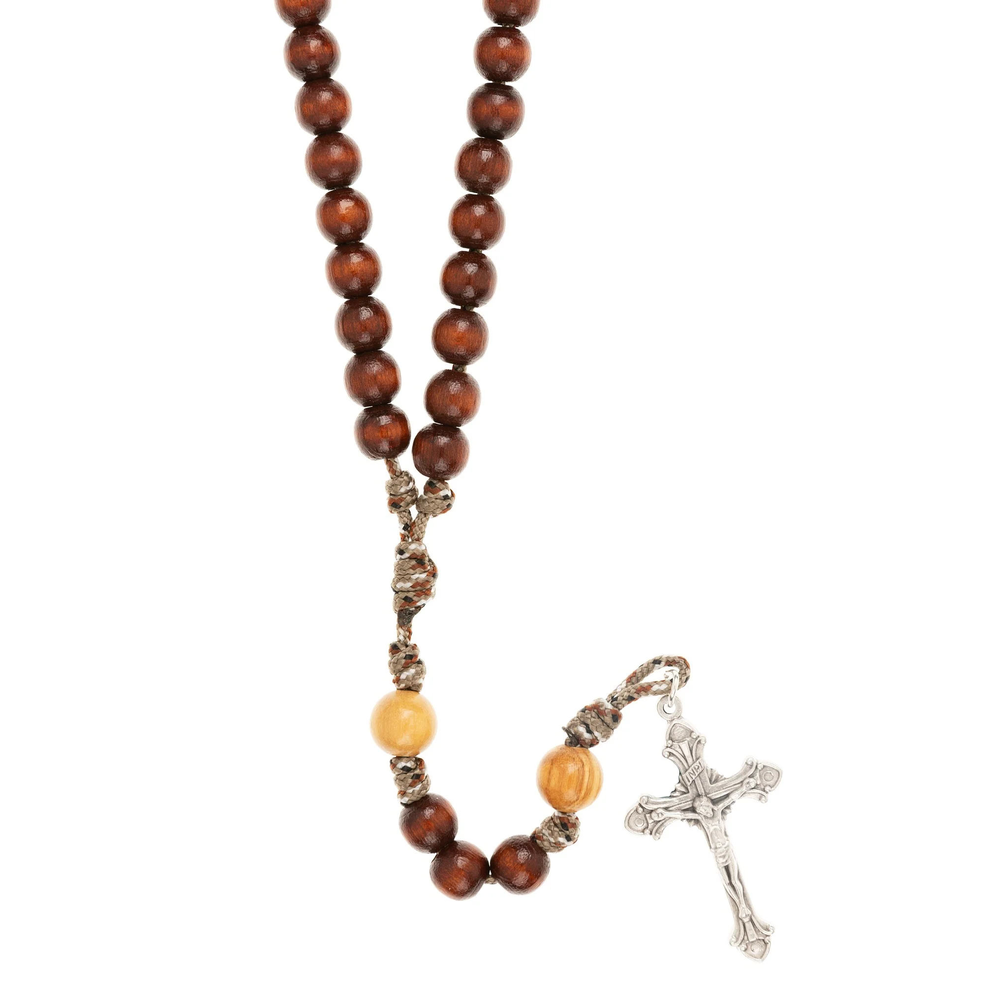 Two Tone Wood Paracord Rosary - Image 3