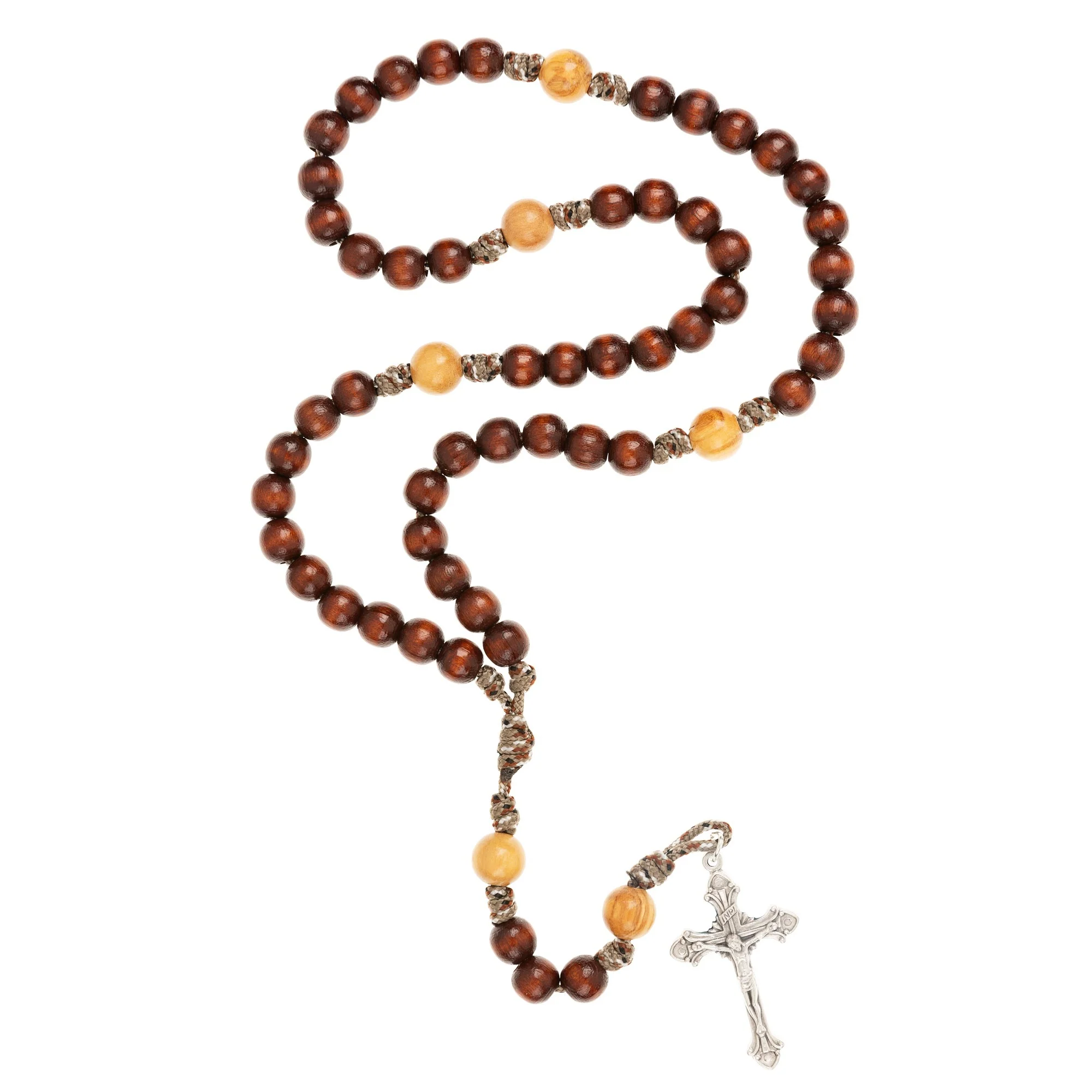 Two Tone Wood Paracord Rosary - Image 7